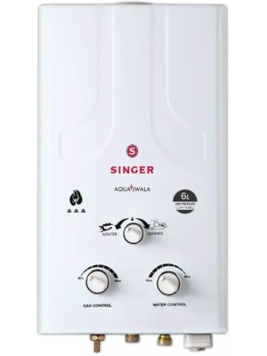 Singer 6 L Gas Water Geyser(White, aqua jwala gas 6litre)