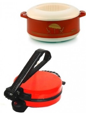 ECO SHOPEE COMBO OF RED ROTI MAKER WITH CASSEROLE Roti/Khakhra Maker(Red)