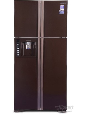 Hitachi 586 L Frost Free Side by Side Refrigerator(R-W660PND3, Glass Brown)
