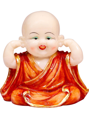Orange Polyresin Laughing Buddha Set Idol by Forever