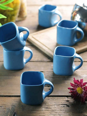 Vareesha Turquoise Blue Square Cups - Set of 6