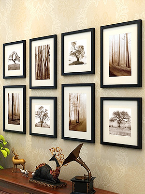 Black Synthetic Wood wall photo frame set of 4 By Art Street