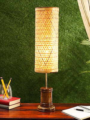 Beige Bamboo Table Lamp by Kraftinn