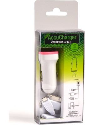 Accucharger 2.5 amp Turbo Car Charger(White)