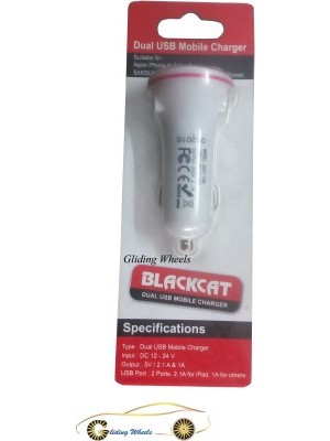 Gliding Wheels 2.1 amp Turbo Car Charger(White)