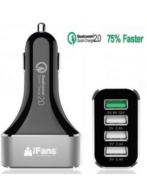 iFans 2.4 amp Turbo Car Charger(Black, Silver)