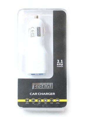 Prozini 2.1 amp Turbo Car Charger(White)