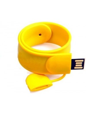 eShop PVC Rubber Bracelet Shaped Slap Wristband USB Flash Drive 16 GB Pen Drive(Yellow)