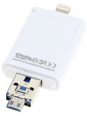 ROQ 3 in 1 I Flash Drive For Lightning With USB Function 64 GB OTG Drive(White)