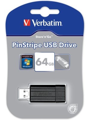 Verbatim StoreN Go Pinstripe USB 2.0 Drive 64 GB Pen Drive(Black)